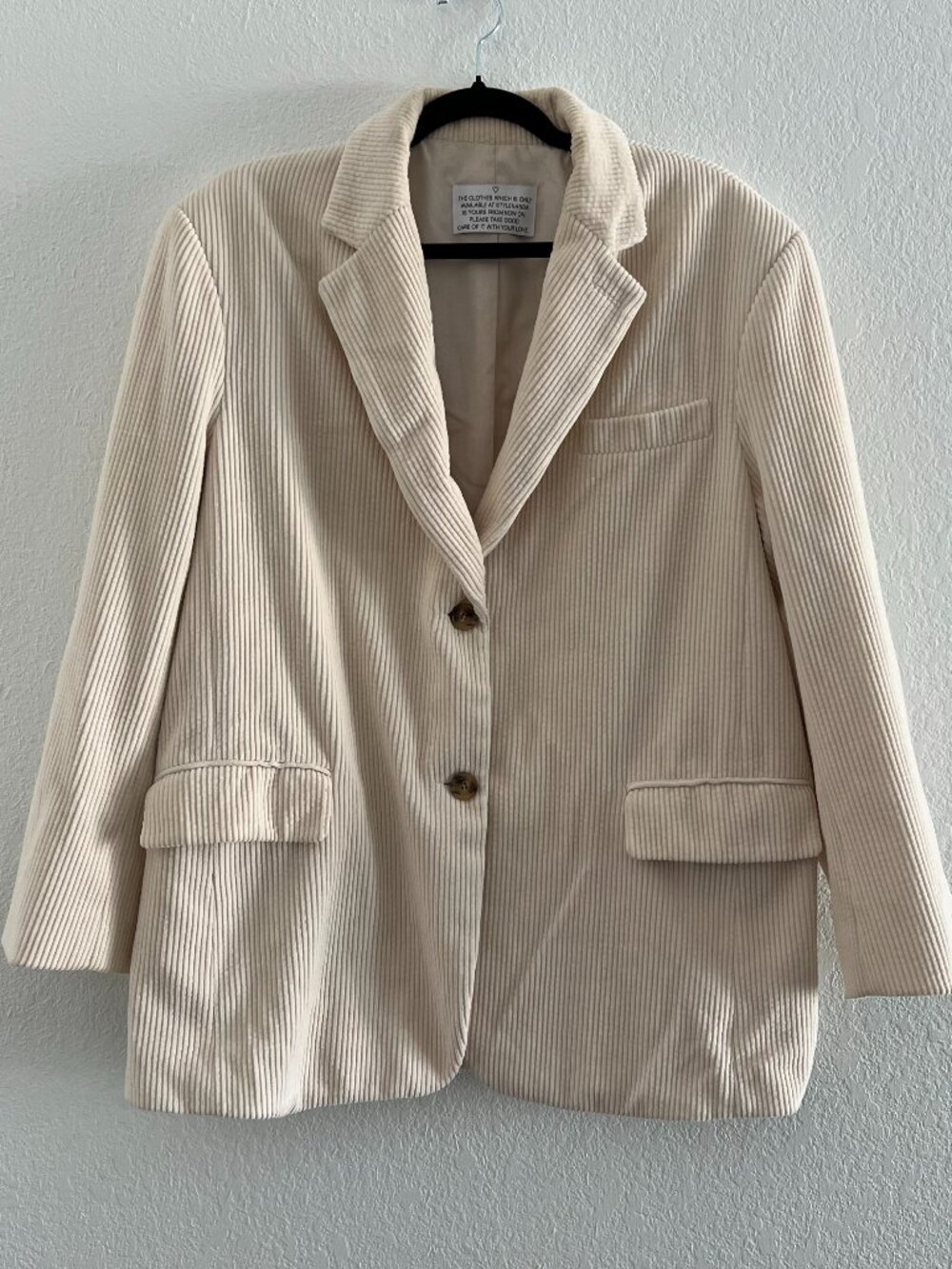 Stylenanda Cream Corduroy Blazer Jacket